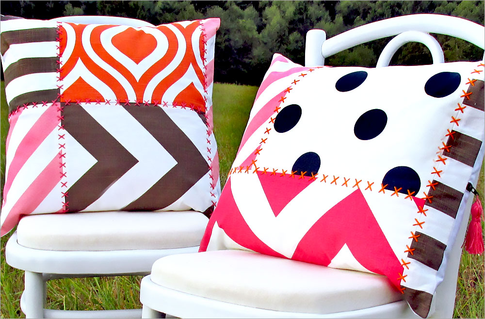 Modern Print Patchwork Pillows - Sew4Home